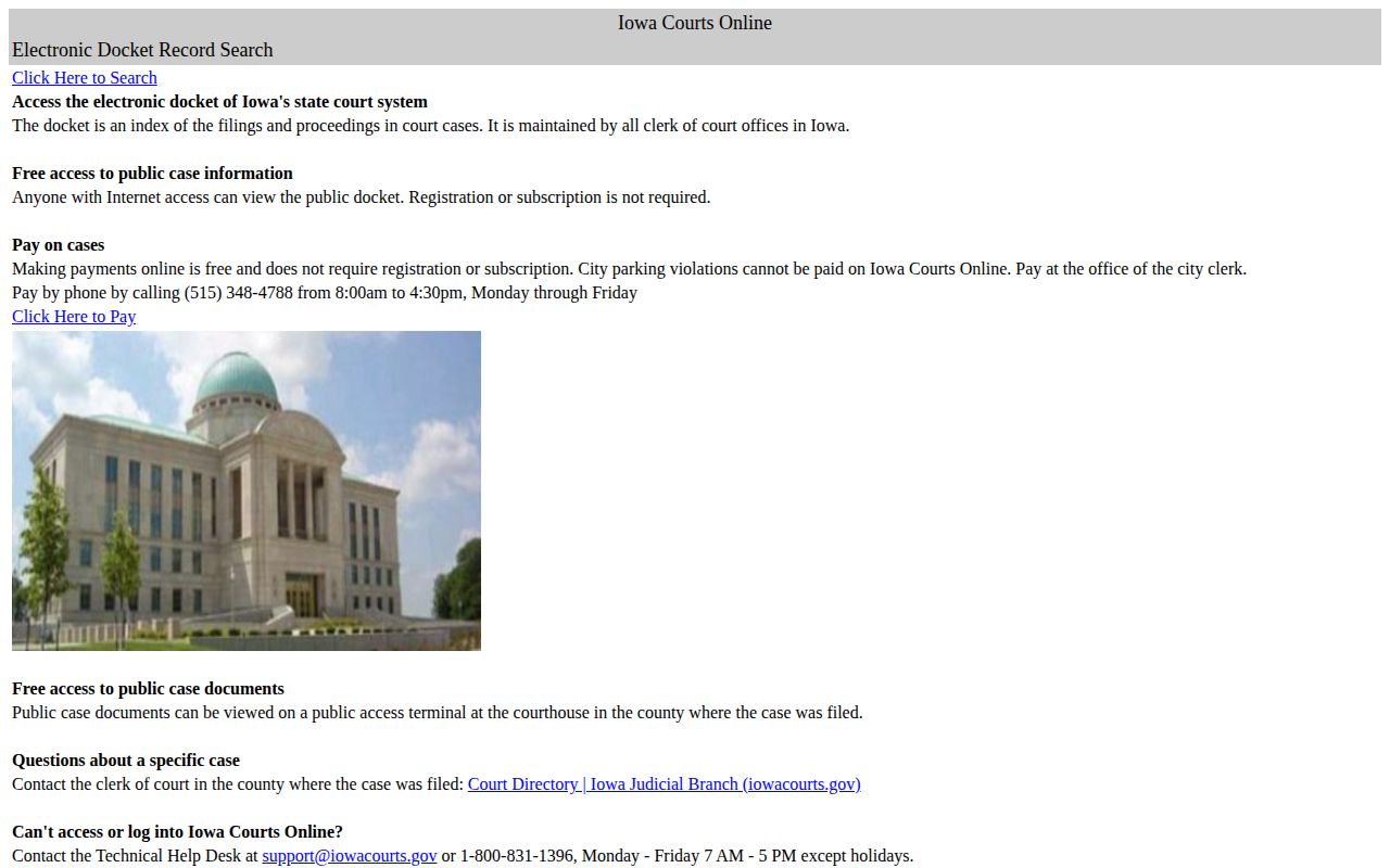 Iowa court docket search for Appanoose County arrest disposition